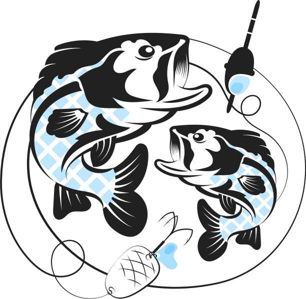 钓鱼用鱼的剪影图片下载