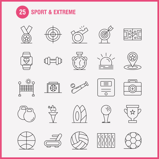 运动和极端线图标设置为信息图图片下载