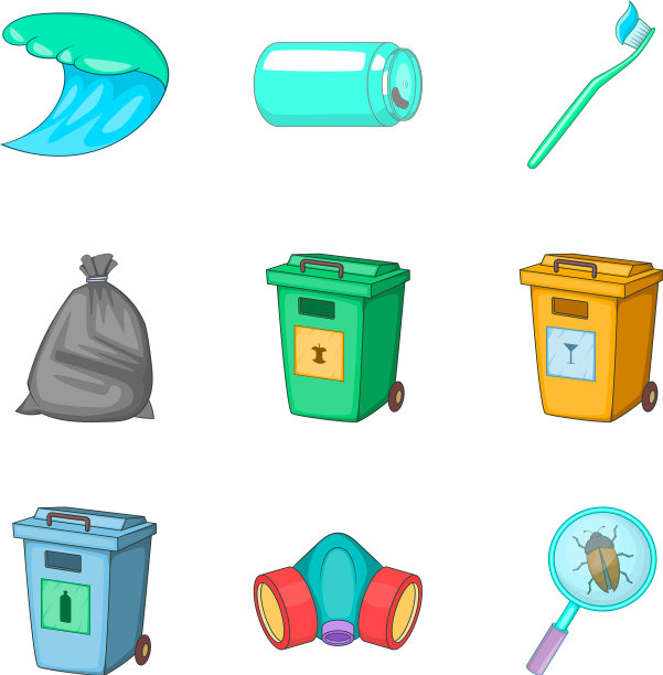垃圾类型图标设置卡通风格图片下载