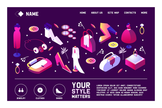 时尚等距旗帜与各种美女图片下载