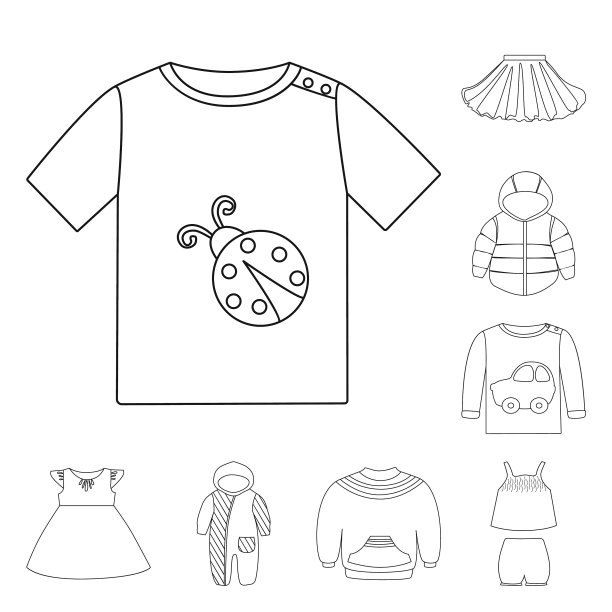服装和儿童标志套装的设计图片下载