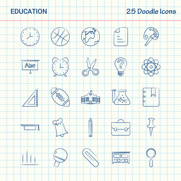 教育25涂鸦图标手绘业务图片下载