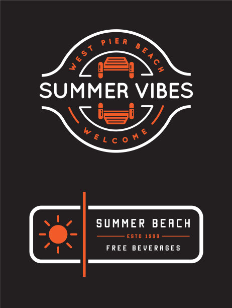 夏季复古标志模板横幅海报传单图片下载