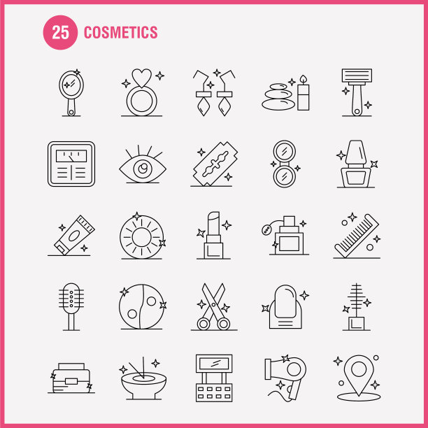 化妆品系列图标设置的信息图形移动图片下载