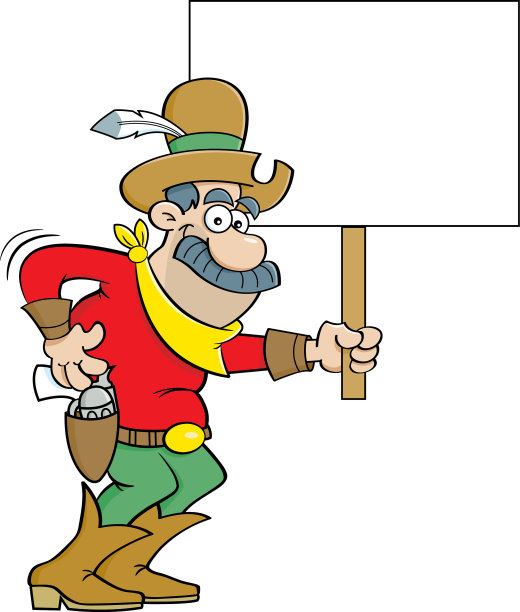 卡通牛仔举着一个牌子图片下载