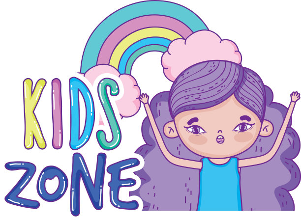 带着彩虹的可爱小女孩图片下载