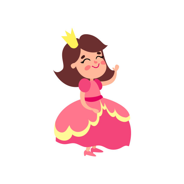 可爱的小公主在粉红色的连衣裙卡通图片下载