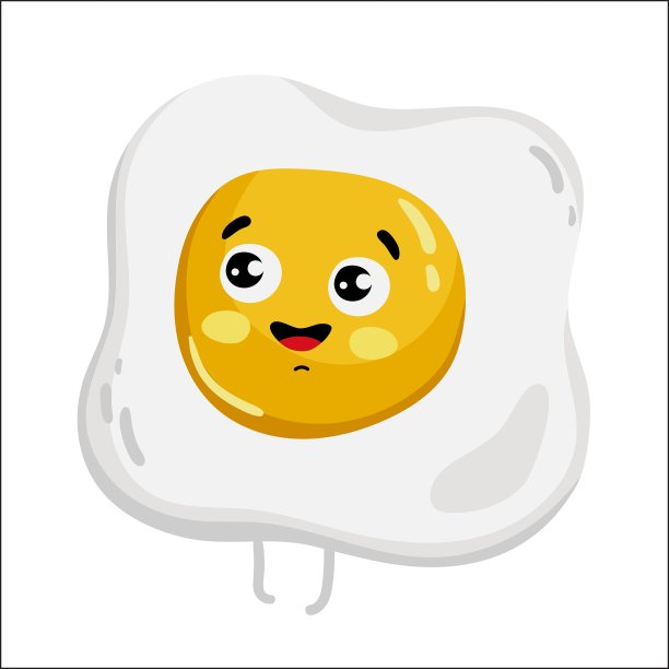 有趣的煎蛋孤立卡通人物图片下载