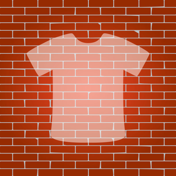 砖墙上的白色t恤标志图片下载