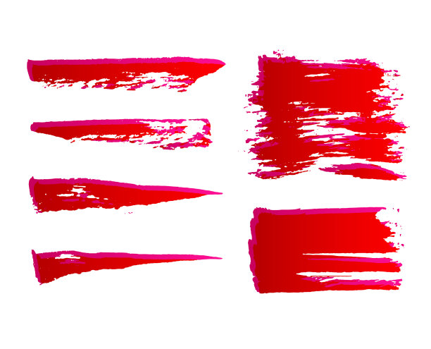 一套手绘红墨笔画图片下载