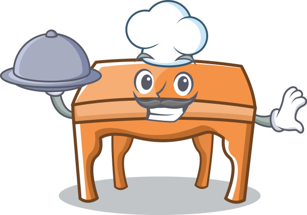 厨师餐桌人物卡通风格图片下载