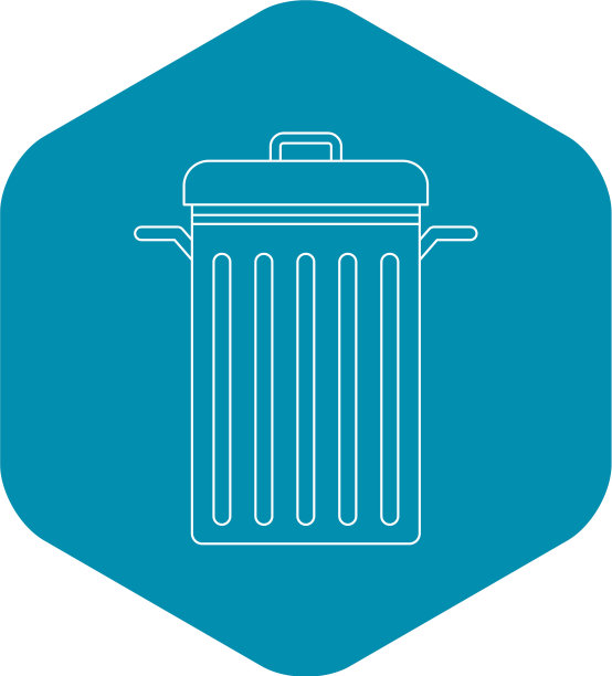 垃圾桶与盖子图标轮廓风格图片下载