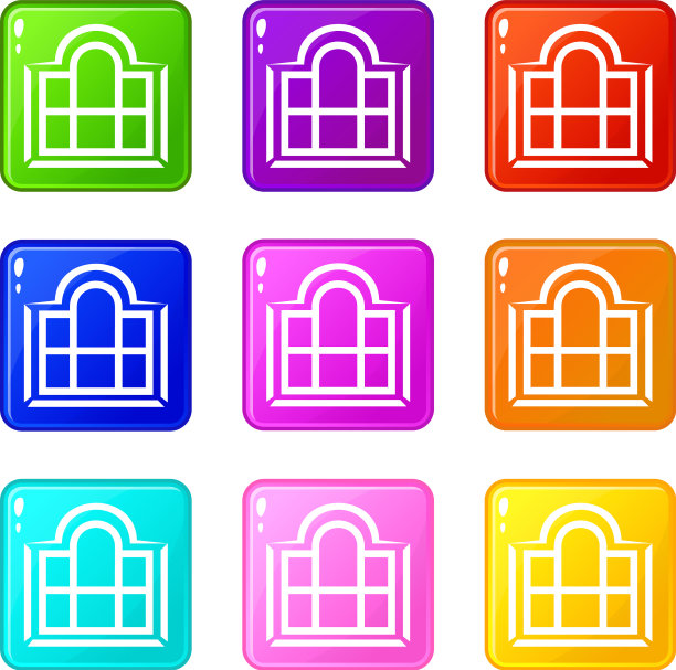 美丽的窗口框架图标设置9颜色图片下载