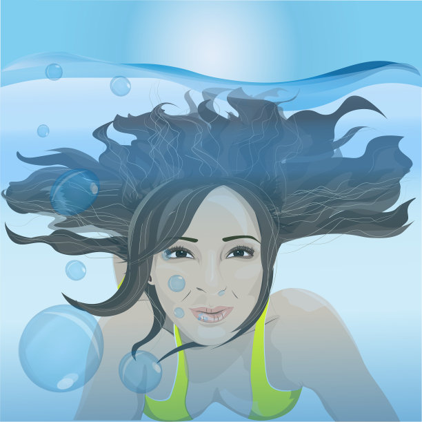 女孩在水下游泳图片下载