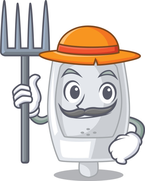 农民小便器孤立与吉祥物图片下载