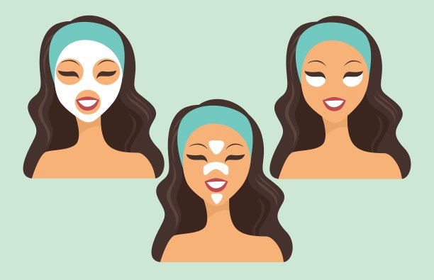 女孩戴着各种各样的美丽面具图片下载