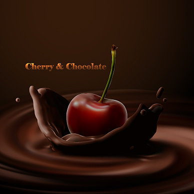 樱桃掉进巧克力里图片下载