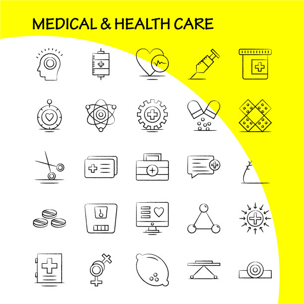 医疗和卫生保健手绘图标为web图片下载