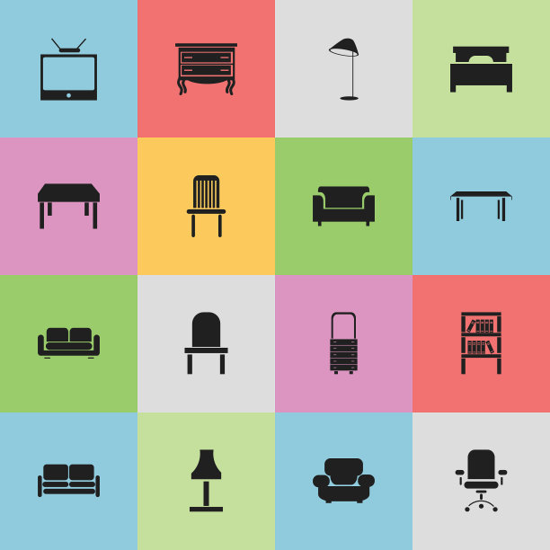 一组16可编辑的内部图标包括图片下载