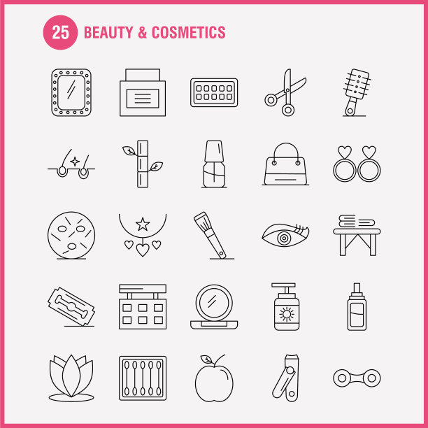 美容和化妆品系列图标设置图片下载