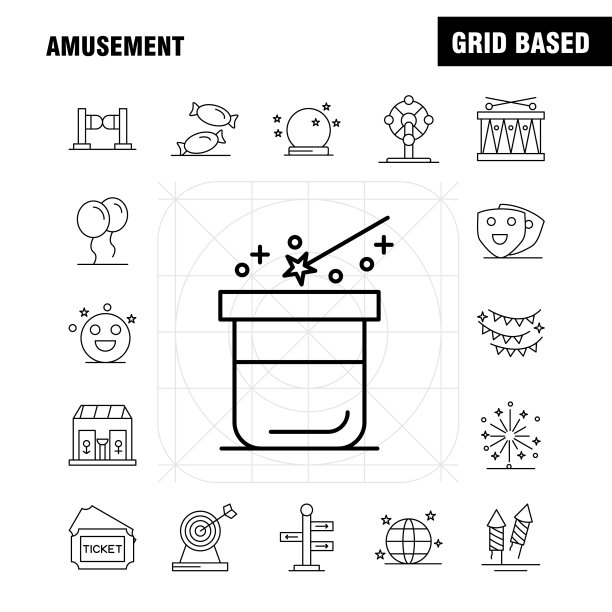 娱乐线图标为网页印刷和移动uxui图片下载