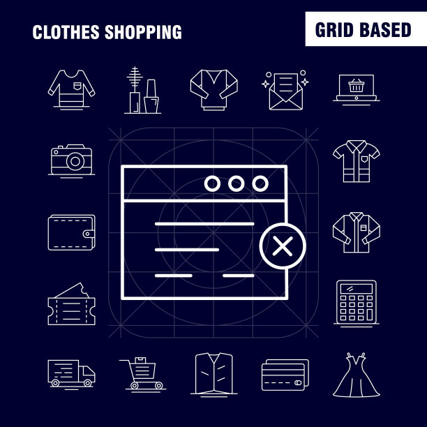 服装购物线的网页印刷和图标图片下载