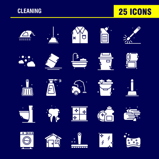 清洁固体字形图标设置为信息图图片下载