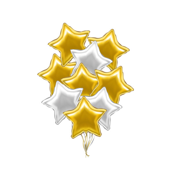 逼真的细节3d金色和白色的星星图片下载