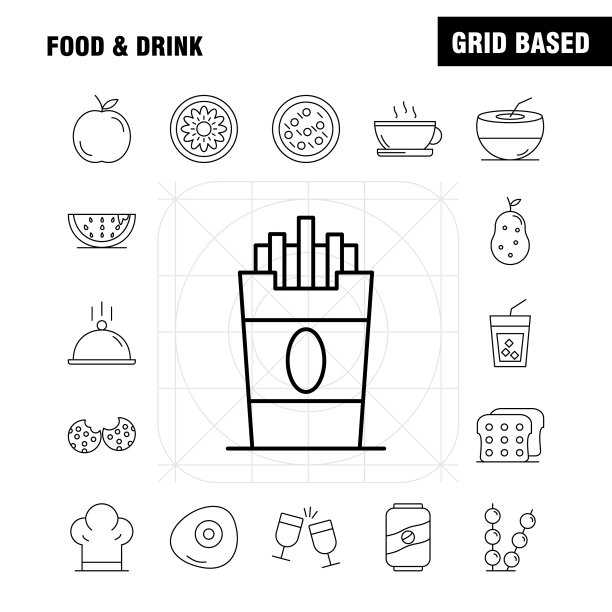 食品和饮料系列图标设置为信息图形图片下载