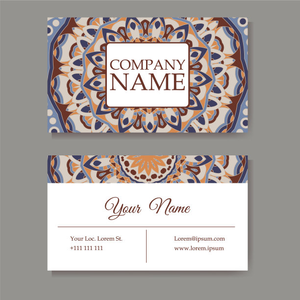 一套复古图案的名片图片下载