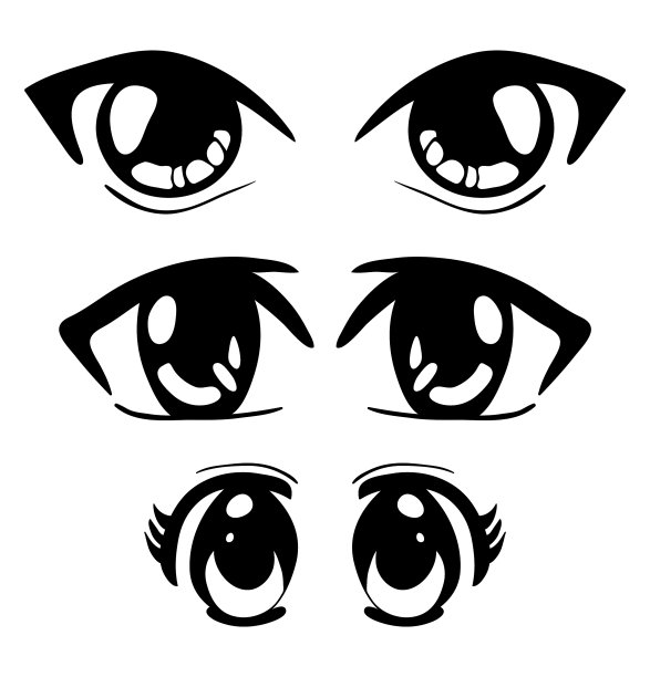 漫画眼睛符号图标设计美丽孤立图片下载