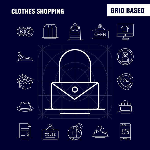 服装购物线的网页印刷和图标图片下载