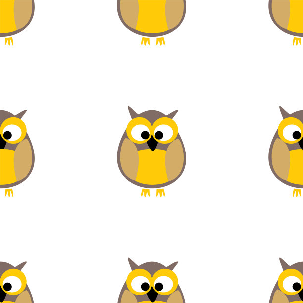 瓷砖图案与猫头鹰在白色的背景图片下载