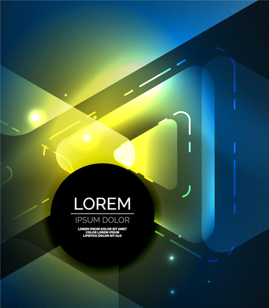 在黑暗的空间里发光的玻璃三角形图片下载