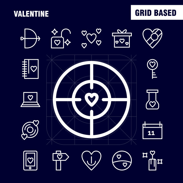 情人节线图标包的设计师和图片下载