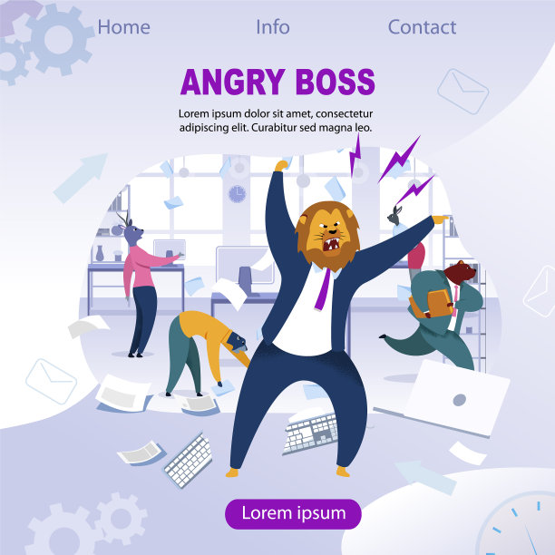 愤怒的老板与狮子头图片下载