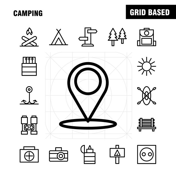 露营线图标包设计师和图片下载