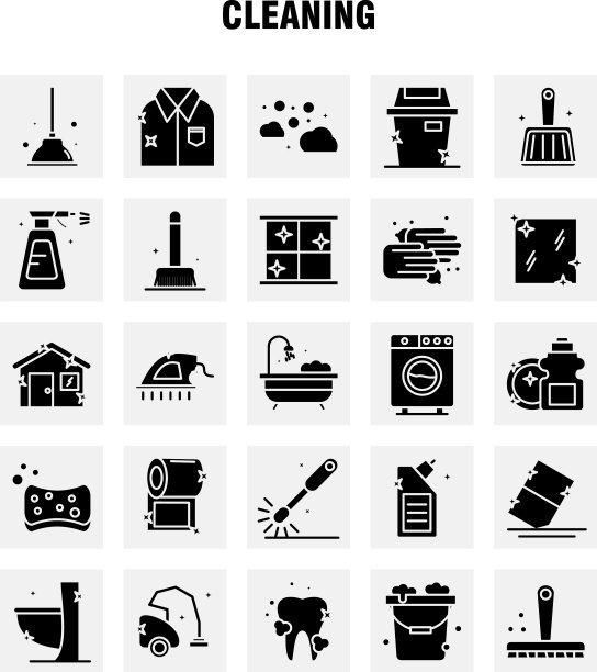 清洁固体字形图标设置为信息图图片下载