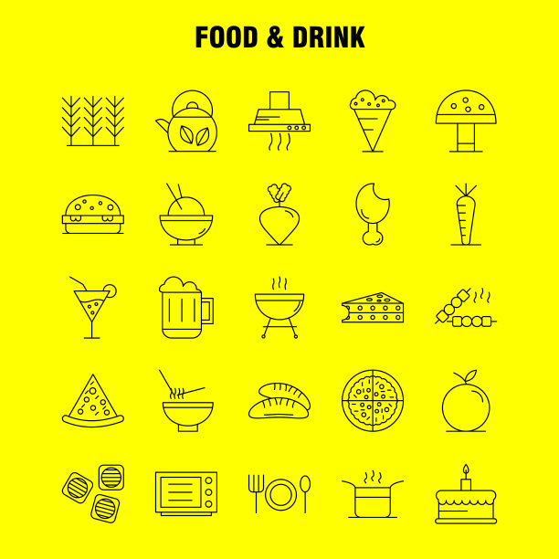 食品和饮料系列图标设置为信息图形图片下载