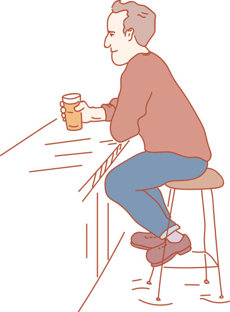 一个酒吧游客，手里拿着一品脱啤酒图片下载