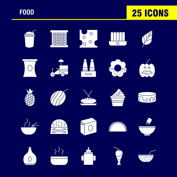 食物固体字形图标设置为信息图形图片下载