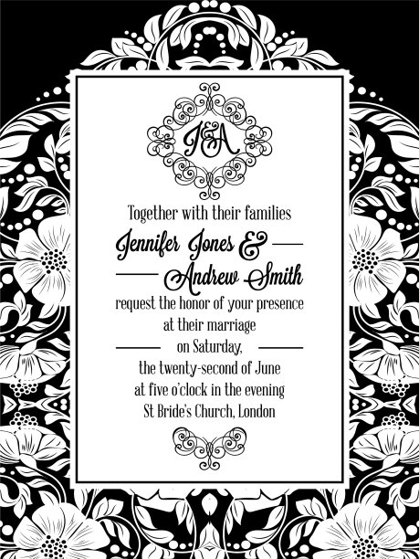 优雅的花漩涡花边图案华丽的框架图片下载