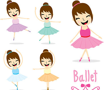 芭蕾舞女孩可爱的活动卡通设计图片下载
