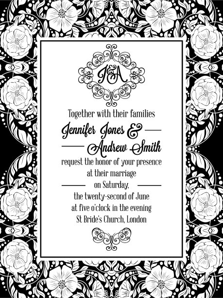 优雅的花漩涡花边图案华丽的框架图片下载