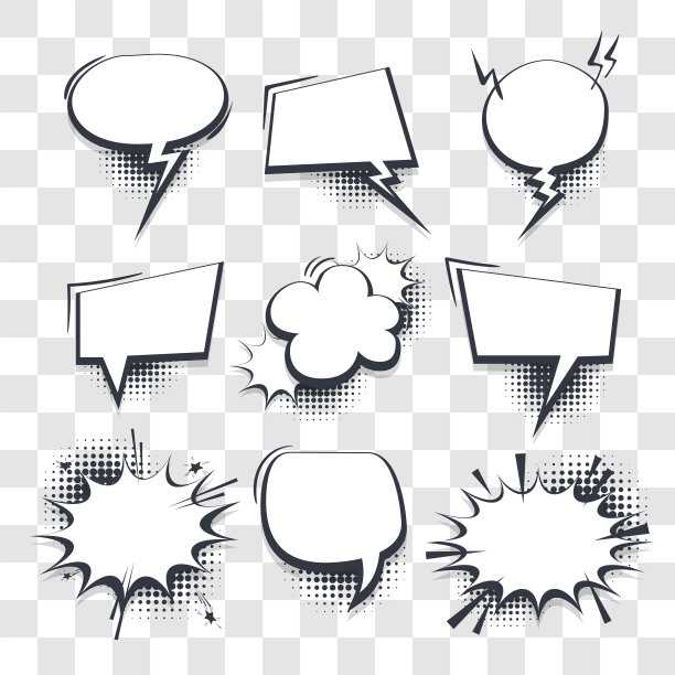 大set手绘效果喜剧演讲泡泡图片下载