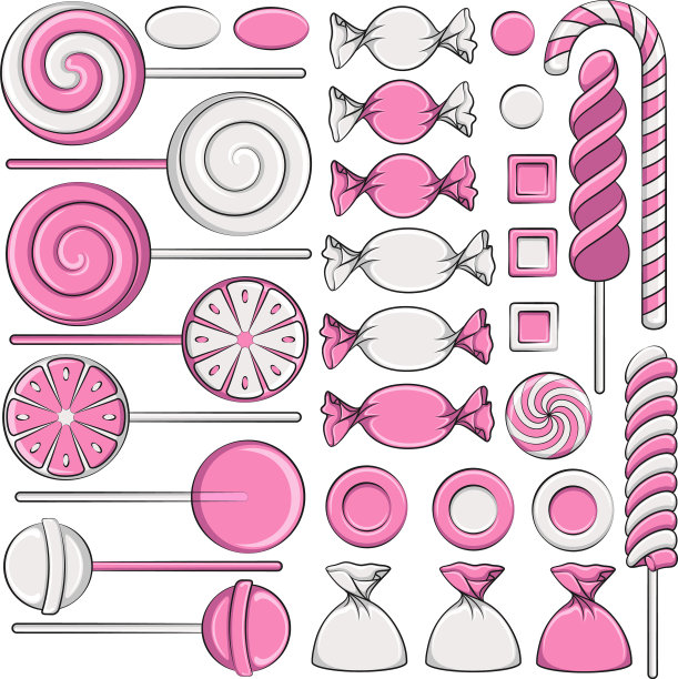 一套颜色与粉红色的糖果图片下载