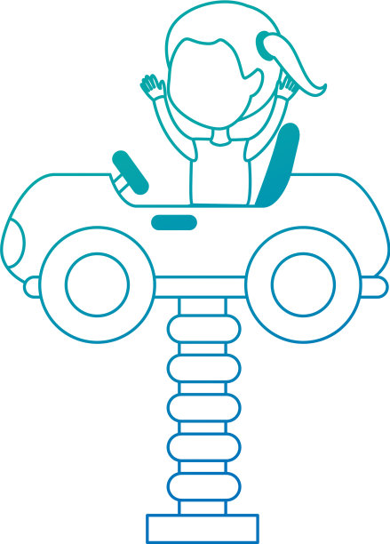 小女孩在玩具车和弹簧图片下载