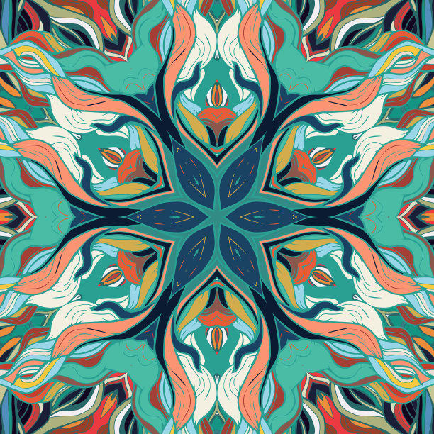 装饰花边花曼陀罗方图案图片下载