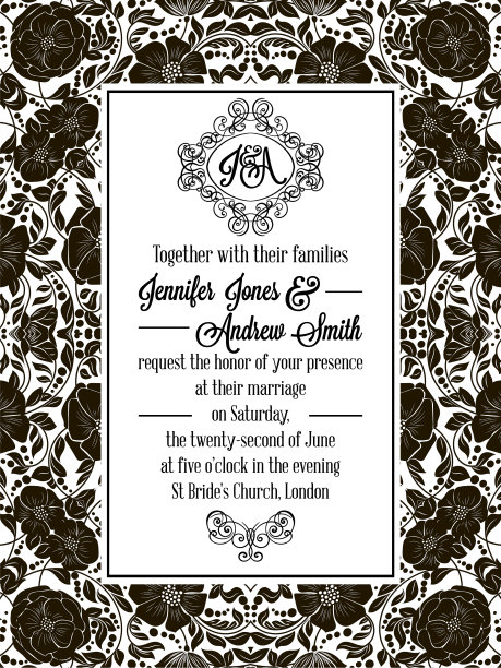 优雅的花漩涡花边图案华丽的框架图片下载