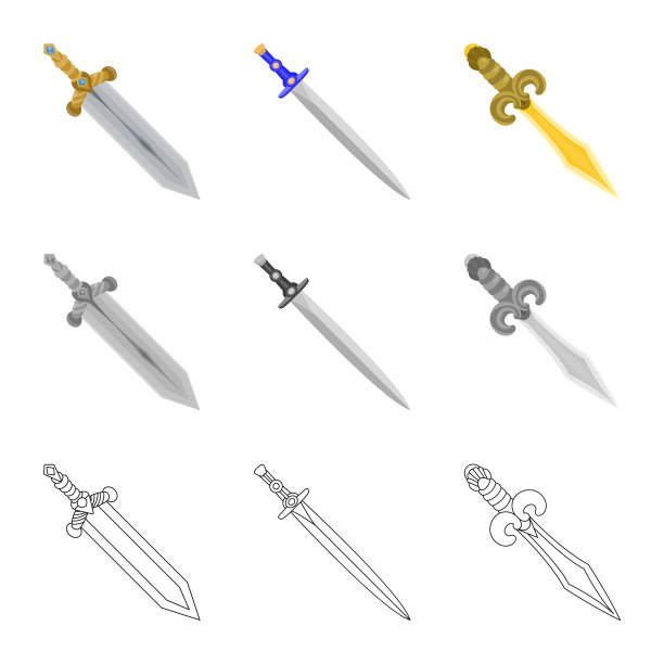 孤立的游戏对象和盔甲图标集图片下载